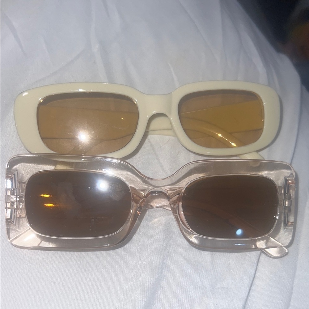 Stylish Cream and Clear Sunglasses Set